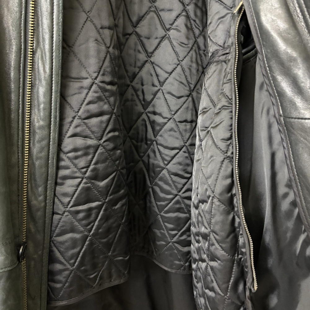 Vintage Tibor Heavy Black Leather Zip In/Out Lined Car Coat Motorcycle Jacket L - Picture 6 of 16